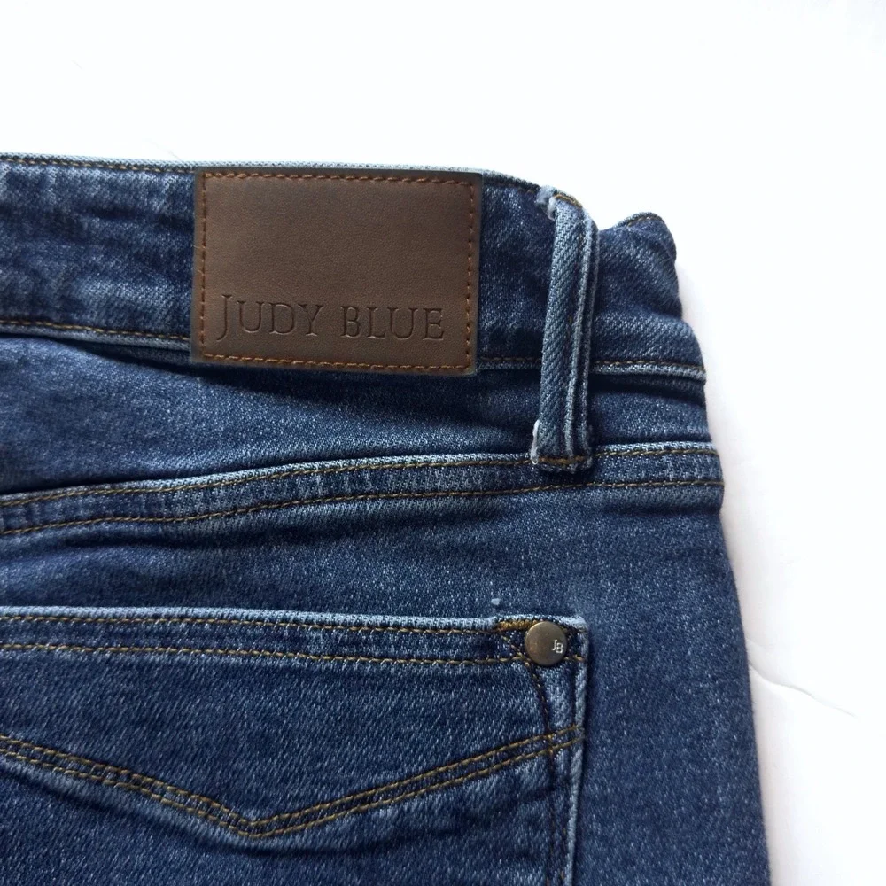 Judy Blue Straight Leg Jeans Womens 11 30 High Waist Stretch Medium Wash Denim
